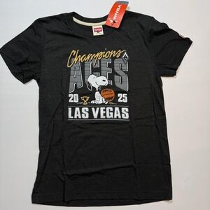 Las Vegas Aces Snoopy Shirt Youth 12 Gray 2025 Champions WNBA Homage Graphic Tee